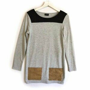 Vila long sleeve color block mini dress, size S, Gray